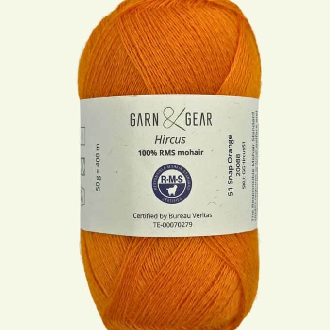 Orange mohair garn - kan bruges som følgetråd