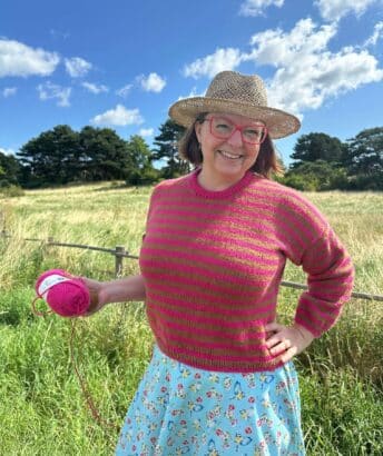 olga sweater randi lundberg Olga Sweater i Arcos pink og brun