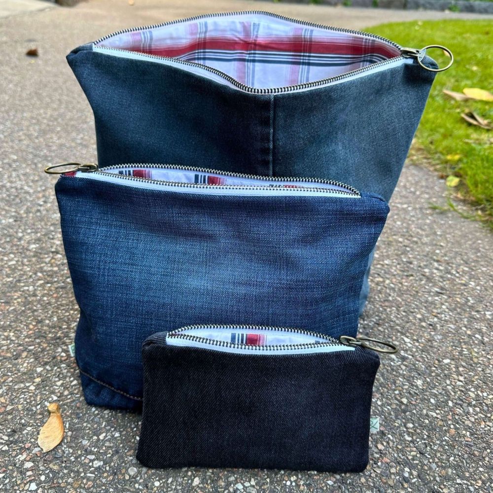 Projekttasker til strikketøj fra Garn & Gear til garn og strik syet af upcyclede tekstiler