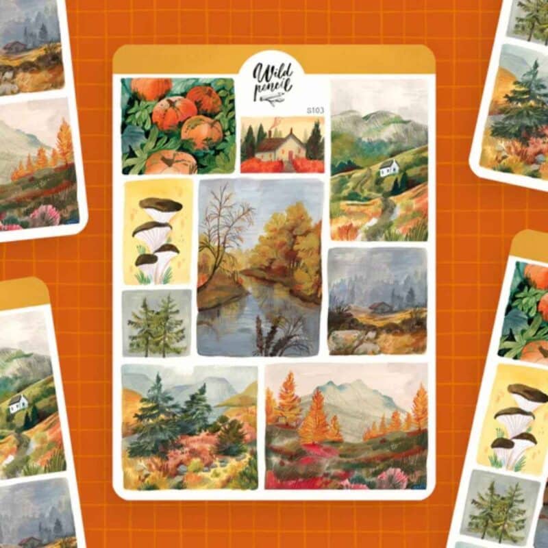 Wild pencil stickers efterår i bjergene